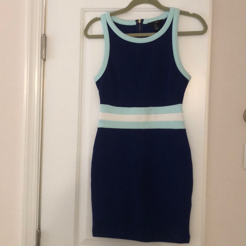 Forever 21 blue strip bandage dress